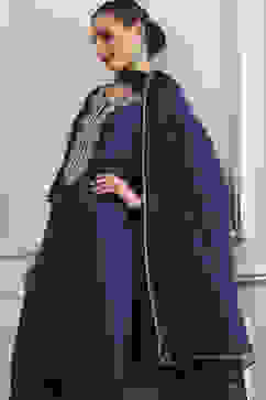 Blue Cotton Solid Straight Suit Set image number 7