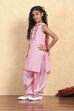 Dark Pink Polyester Straight Solid Suit Set image number 3