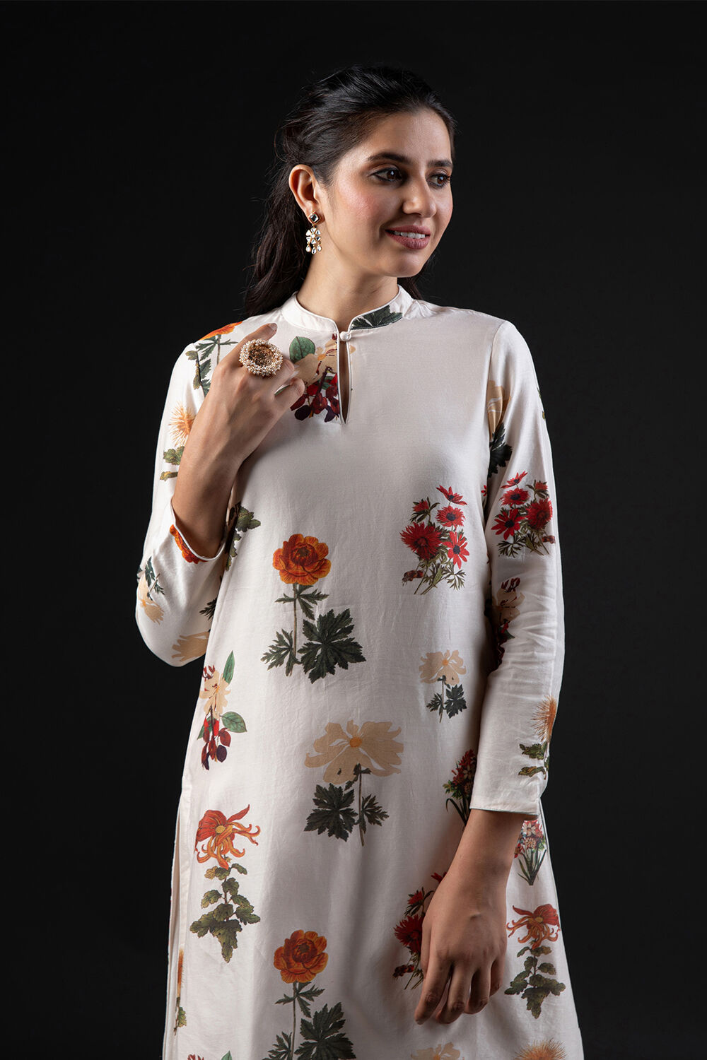 Rohit Bal Off White Cotton Silk Straight Printed Kurta Set image number 1