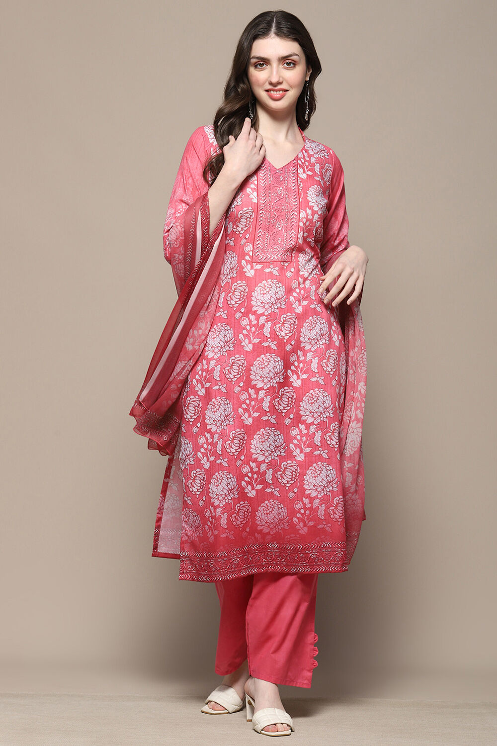 Mustard Cotton Blend Digital Print Unstitched Suit Set image number 8