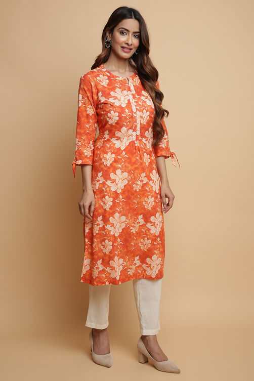 Brick Cotton Straight Kurta Pants Set image number 4