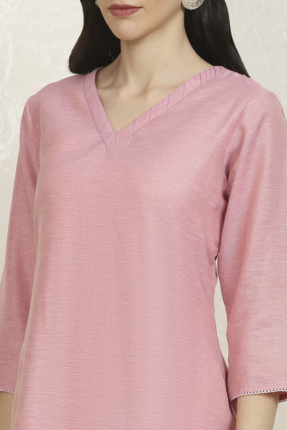 Pink Tissue Hand Embroidered Unstitched Suit Set image number 2