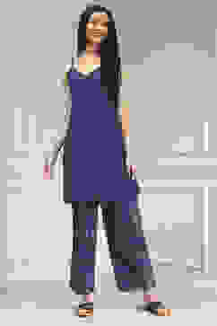 Blue Asymmetric Printed Co-ord Set image number 7