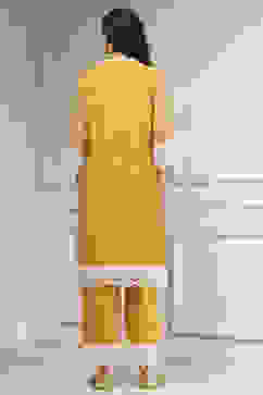 Ochre Yellow Chanderi Straight Suit Set image number 4