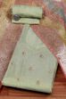 Pista Green Silk Blend Machine Embroidered Unstitched Suit Set image number 0