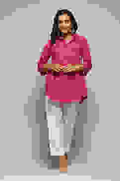 Fuchsia Ikat Straight Yarndyed Shirt image number 0