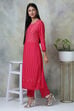 Blue Rayon Straight Kurta Pants Set image number 3