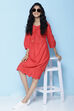 Black Cotton Flax Solid Kurta Dress image number 0