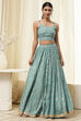 Coral-Pink Polyester Blend Anarkali Lehenga Set image number 7