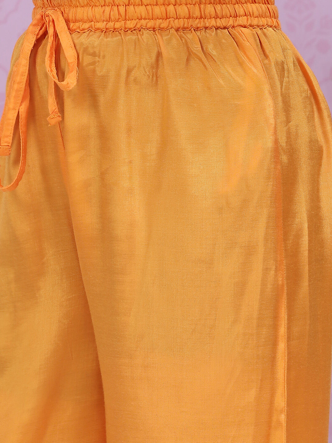 Orange Art Silk A-Line Straight Kurta Palazzo Suit Set image number 2