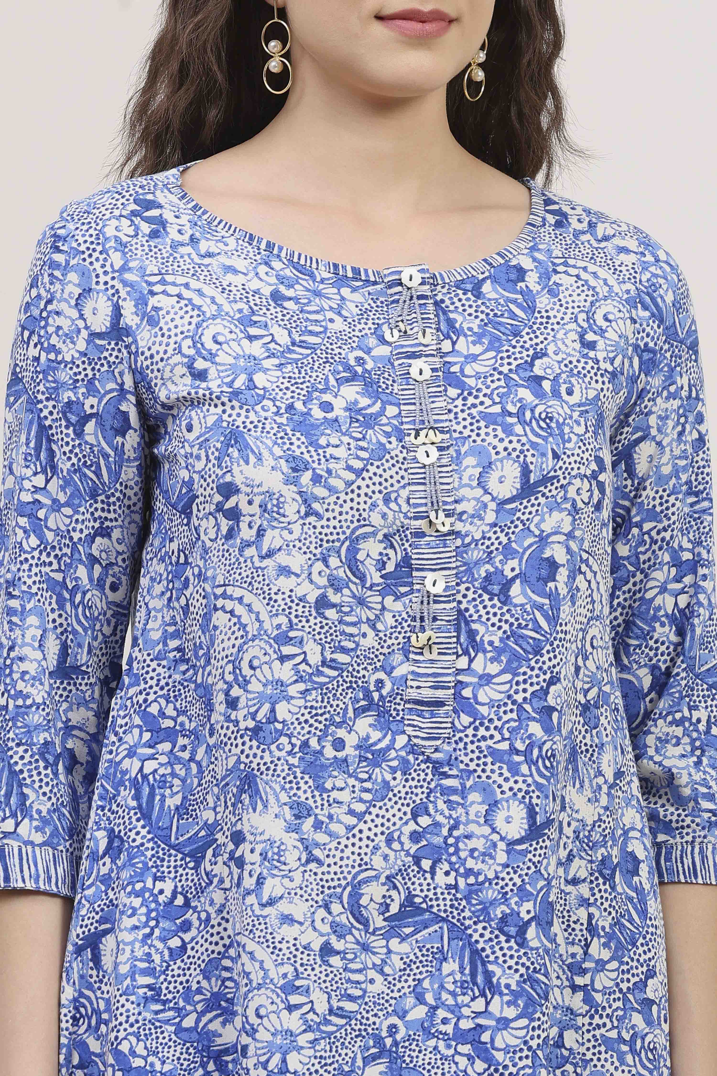 Black Rayon Printed Straight Suit Set image number 1