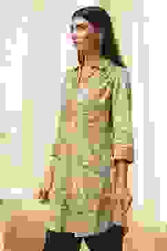 Honey Beige Cotton Floral Short Straight Kurta image number 2