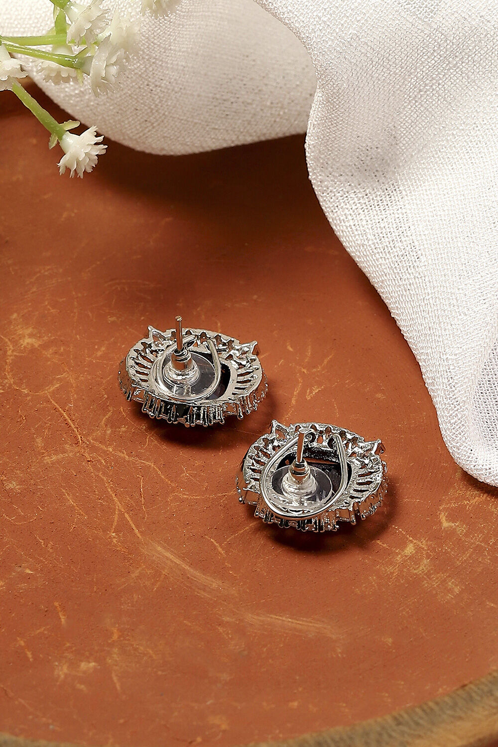 Purple Silver-Plated Circular Studs image number 2
