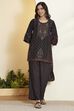 Black Viscose Blend Printed Straight Kurta Set image number 7