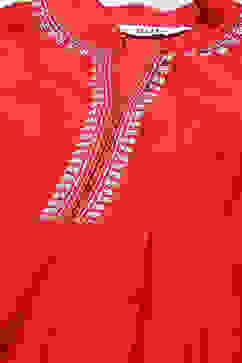 Red Cotton Anarkali Printed Kurta Churidar Suit Set image number 1