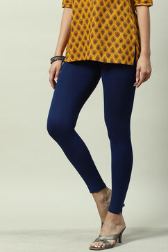 Deep Blue Solid Leggings image number 2