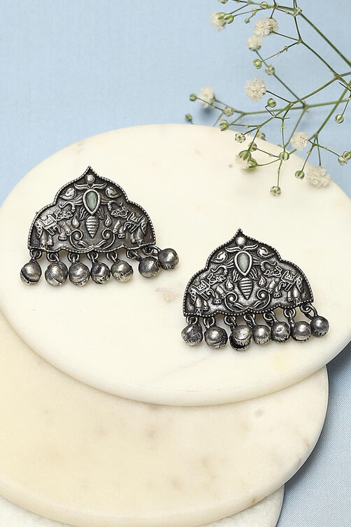 Oxidised Brass Earrings image number 0