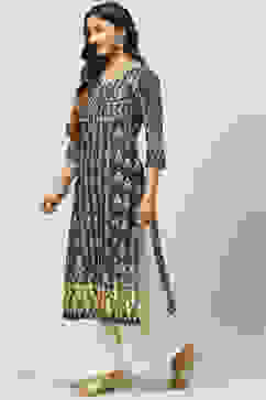 Indigo Straight Kurta image number 2