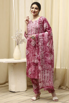 Pink Cotton  Unstitched Suit Set image number 7