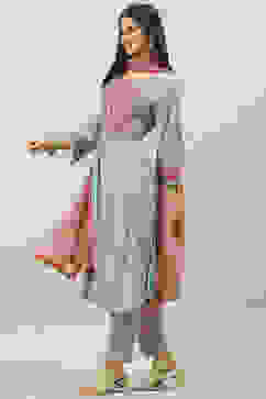 Jade Green Rayon A-Line Kurta Slim Pant Suit Set image number 5