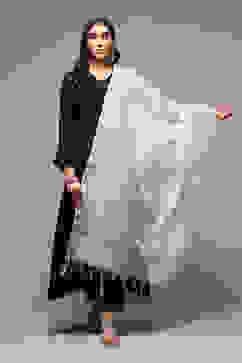 Off White Art Silk Yarndyed Dupatta image number 2