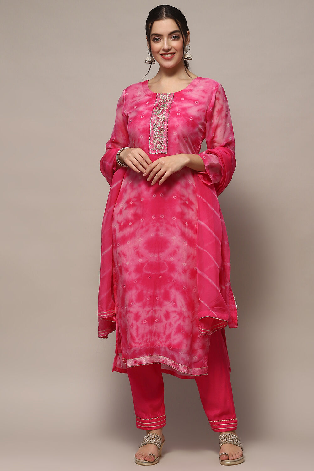 Yellow Organza Unstitched Suit set image number 8