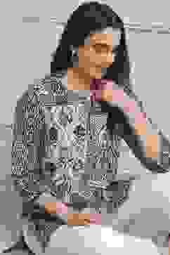 Indigo Cotton Straight Kurta image number 5