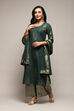 Green Cotton Straight Printed Kurta Ankle Length Suit Set