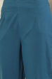Teal Art Silk Straight Kurta Slim Pant Suit Set image number 3