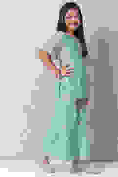 Green Art Silk Straight Kurta Set image number 5