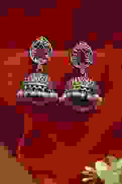 Dark Pink Brass Jhumka image number 0