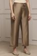 Antique Gold Polyester Straight Palazzos image number 3