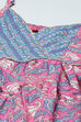Pink Cotton Tiered Kurta With Palazzo & Net Dupatta  image number 1