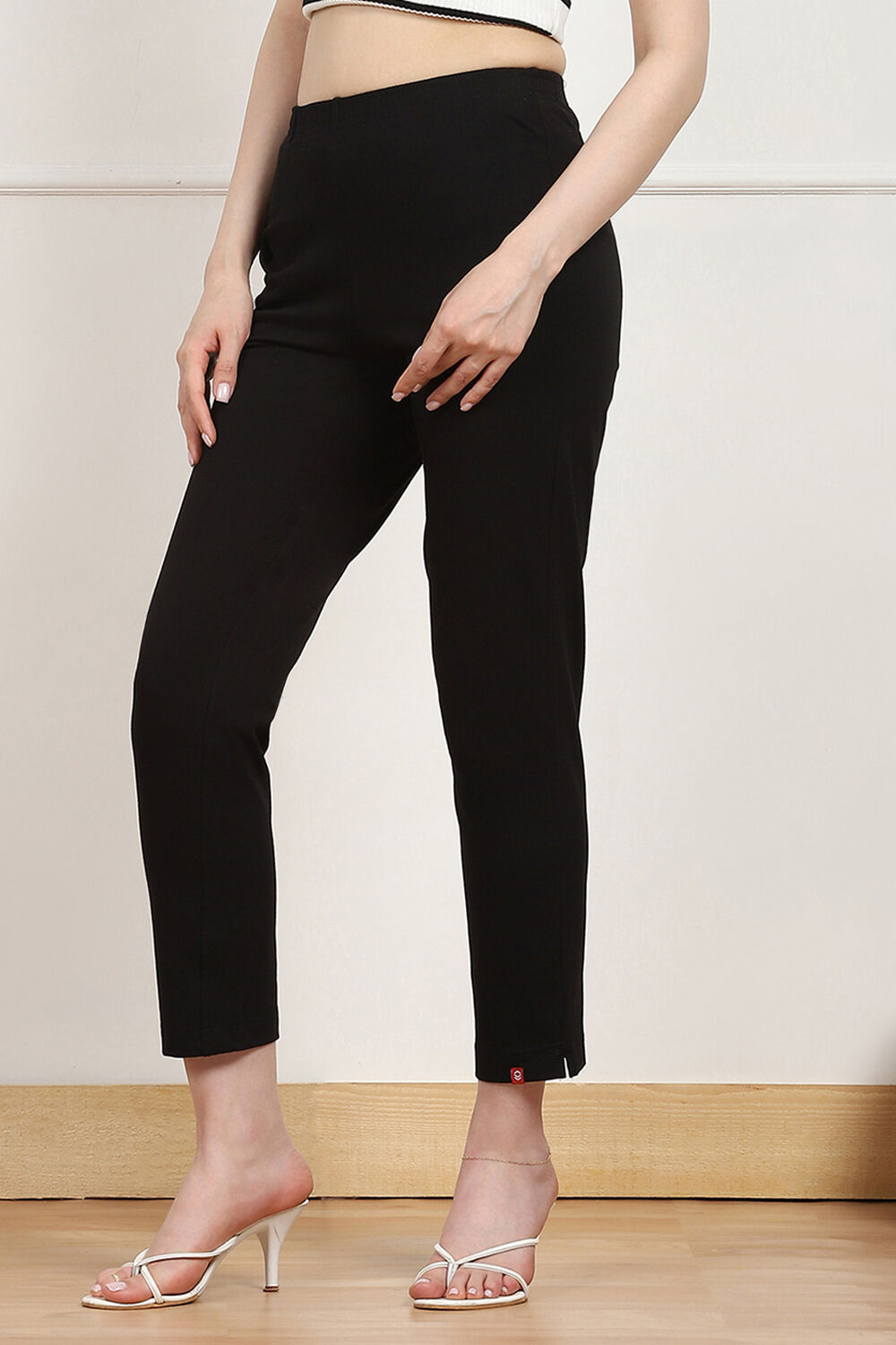 White Cotton Blend Pants image number 2