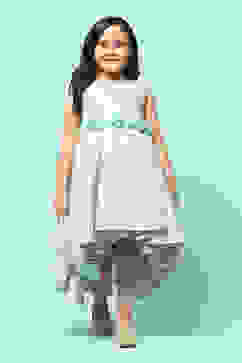 Aqua Green Poly Jacquard Flared Yarndyed Dress image number 5