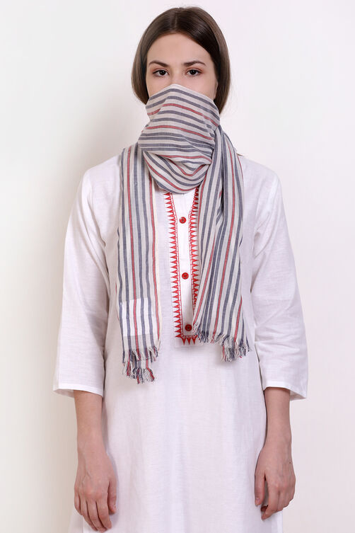 Off White Viscose Yarndyed Scarf image number 0