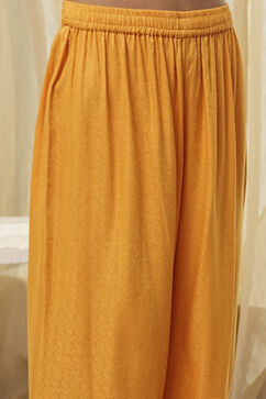 Ochre Yellow Cotton Silk Straight Suit Set image number 3