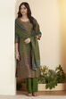 Green Viscose Blend Straight Suit Set