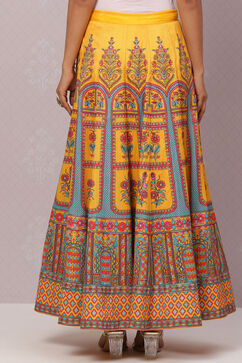 Yellow Flared Art Silk Skirts image number 5