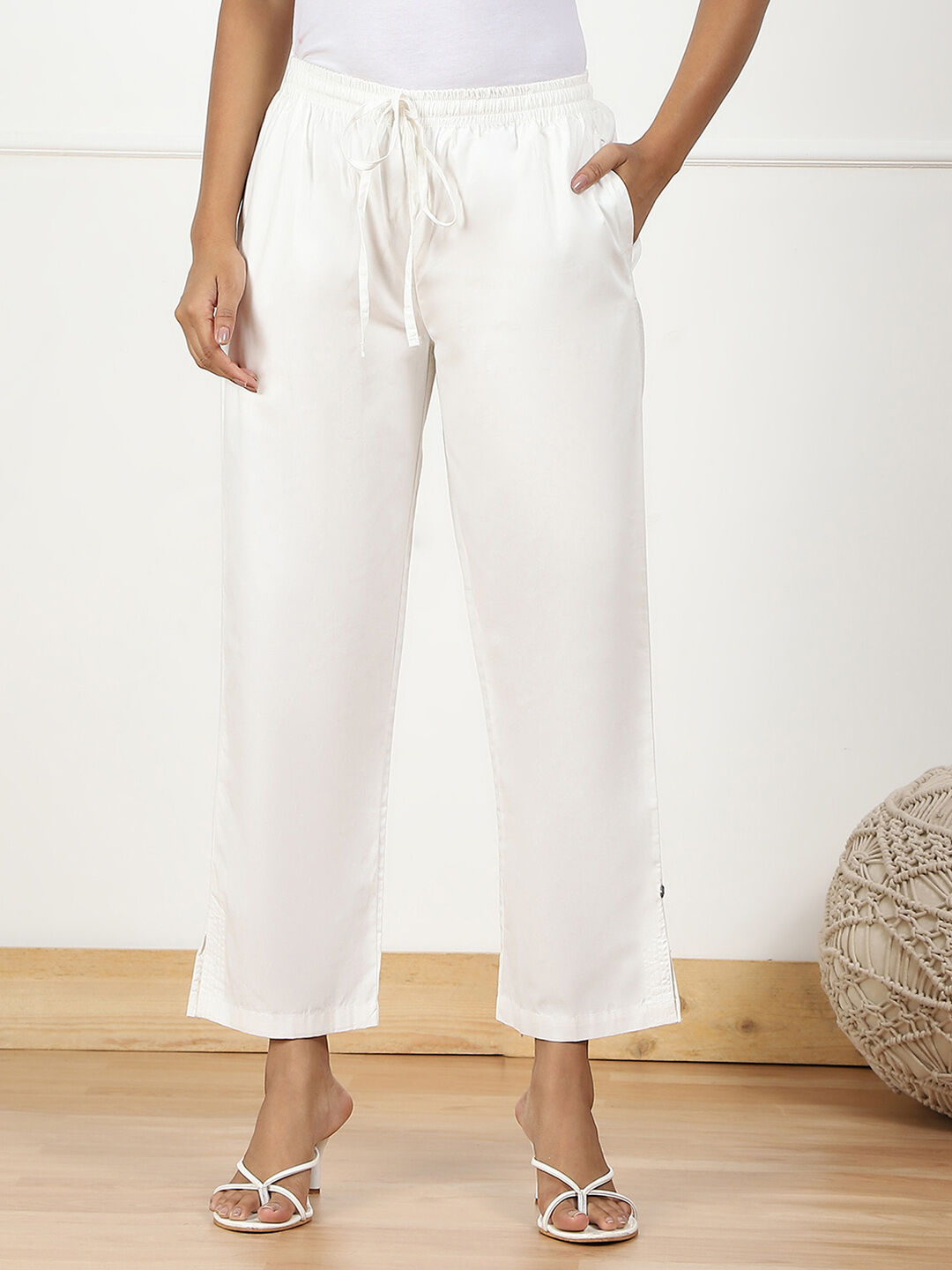 Off White Cotton Straight Pant Off White Cotton Straight Pant