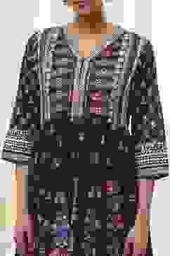 Indigo Cotton Floral Anarkali Suit Set image number 1