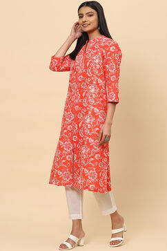 Red Sorbet Cotton A Line Kurta image number 2