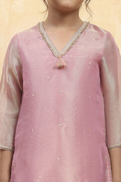 Pink Tissue Dyed A-Line Suit Set image number 1