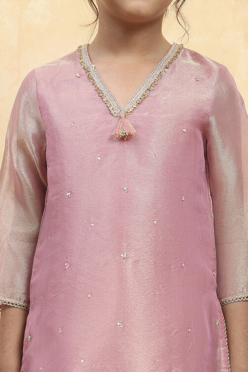 Pink Tissue Dyed A-Line Suit Set image number 1