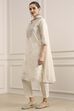 Off-White Cotton Printed Straight Suit Set image number 3