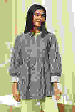 Green Cotton Printed Short A-Line Kurta image number 5