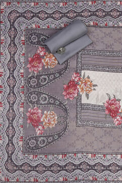 Grey Muslin Unstitched Suit Set image number 2