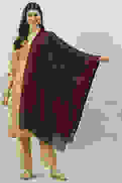 Black & Maroon Acrylic Yarndyed Dupatta image number 0