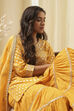 Ochre Yellow Embroidered Straight Suit Set image number 0