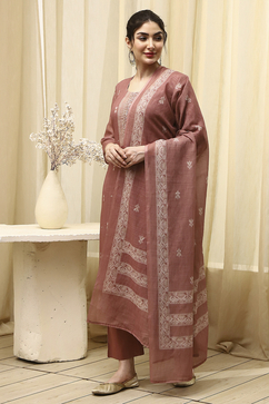 Coral Tissue Jamdani Unstitched Suit Set image number 4